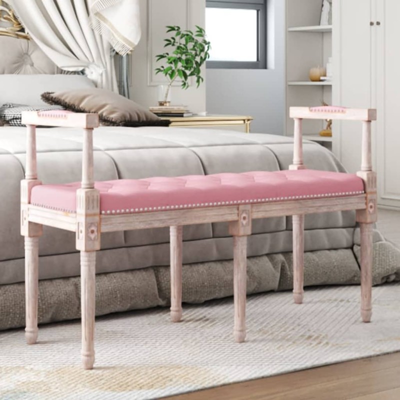 vidaXL Banco de terciopelo rosa 110x40x70 cm vidaXL Banco de terciopelo rosa 110x40x70 cm