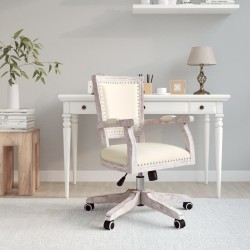 vidaXL Silla de oficina giratoria de lino beige
