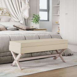 vidaXL Taburete con almacenaje lino beige 110x45x49 cm