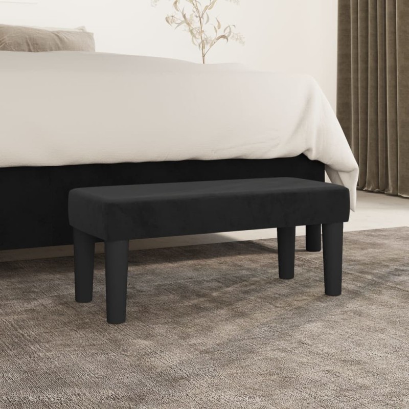 vidaXL Banco de terciopelo negro 70x30x30 cm vidaXL Banco de terciopelo negro 70x30x30 cm