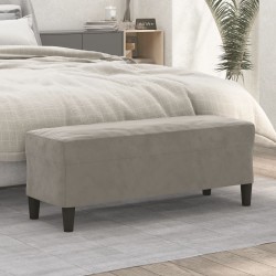 vidaXL Banco de terciopelo gris claro 100x35x41 cm