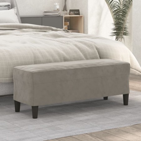 vidaXL Banco de terciopelo gris claro 100x35x41 cm