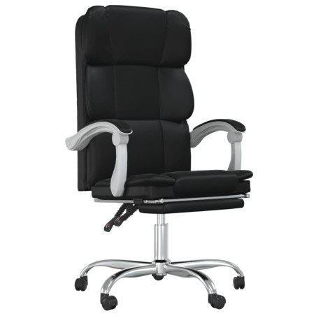 vidaXL Silla de oficina reclinable cuero sintético negro