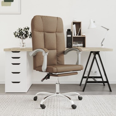 vidaXL Silla de oficina reclinable de tela marrón