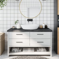 vidaXL Encimera baño madera maciza tratada gris oscuro 140x60x(2-6) cm