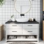 vidaXL Encimera baño madera maciza tratada gris oscuro 140x60x(2-6) cm vidaXL Encimera baño madera maciza tratada gris oscuro 140x60x(2-6) cm
