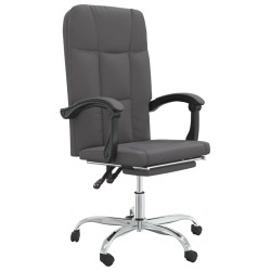 vidaXL Silla de oficina reclinable cuero sintético gris
