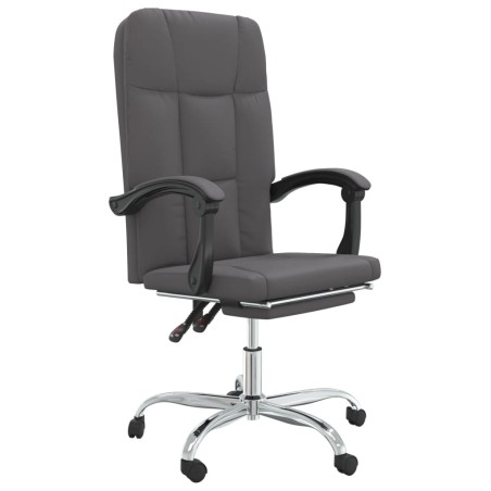 vidaXL Silla de oficina reclinable cuero sintético gris