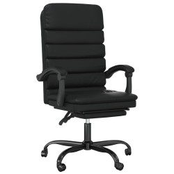 vidaXL Silla de oficina reclinable masaje cuero sintético negro