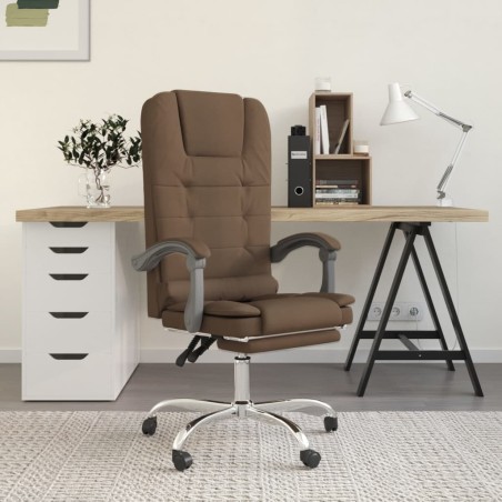 vidaXL Silla de oficina reclinable con masaje de tela marrón
