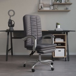 vidaXL Silla de oficina reclinable cuero sintético gris