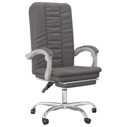 vidaXL Silla de oficina reclinable cuero sintético gris