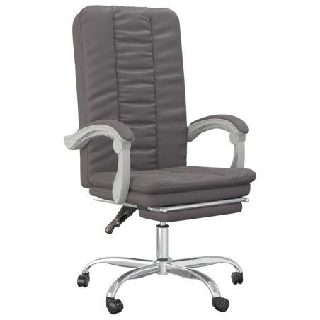 vidaXL Silla de oficina reclinable cuero sintético gris