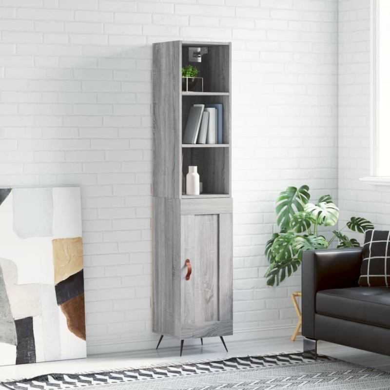 vidaXL Aparador alto madera contrachapada gris Sonoma 34,5x34x180 cm vidaXL Aparador alto madera contrachapada gris Sonoma 34,5x34x180 cm