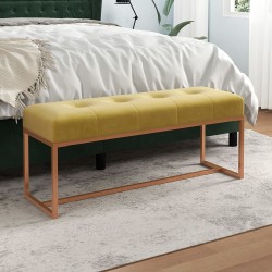 vidaXL Banco de terciopelo amarillo mostaza 110x36x45 cm