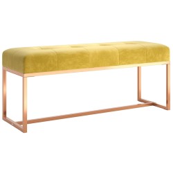 vidaXL Banco de terciopelo amarillo mostaza 110x36x45 cm