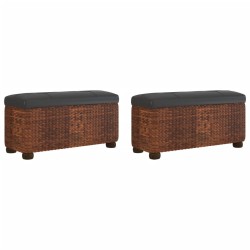 vidaXL Bancos con almacenaje con cojín 2 uds enea marrón 69 cm