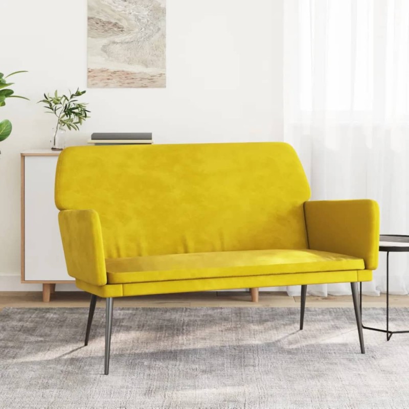 vidaXL Banco de terciopelo amarillo 108x79x79 cm vidaXL Banco de terciopelo amarillo 108x79x79 cm