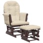 vidaXL Sillón de lactancia con taburete tela blanco crema vidaXL Sillón de lactancia con taburete tela blanco crema