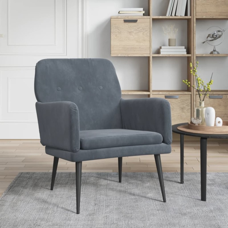 vidaXL Sillón de terciopelo gris oscuro 62x79x79 cm vidaXL Sillón de terciopelo gris oscuro 62x79x79 cm