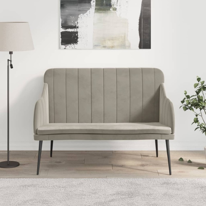 vidaXL Banco de terciopelo gris claro 110x76x80 cm vidaXL Banco de terciopelo gris claro 110x76x80 cm