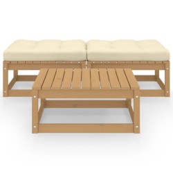 vidaXL Juego de muebles de jardín 3 pzas y cojines madera maciza pino