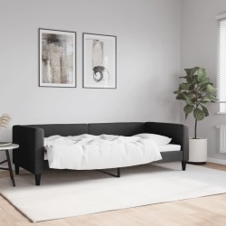 vidaXL Sofá cama tela negro 90x200 cm