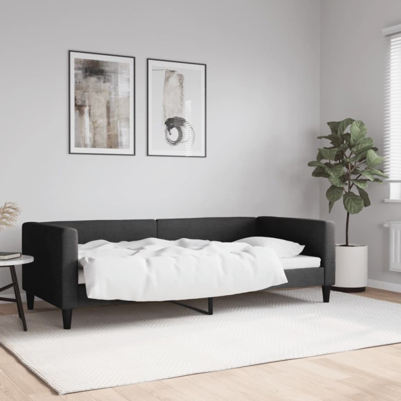 vidaXL Sofá cama tela negro 90x200 cm vidaXL Sofá cama tela negro 90x200 cm