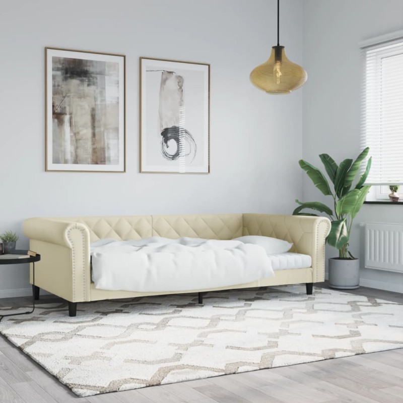 vidaXL Sofá cama cuero sintético color crema 100x200 cm vidaXL Sofá cama cuero sintético color crema 100x200 cm