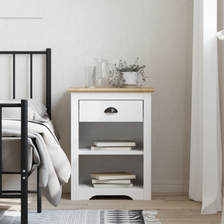 vidaXL Mesita de noche BODO madera maciza de pino marrón 53x38,5x66 cm