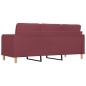 vidaXL Sofá de 3 plazas de tela rojo tinto 180 cm