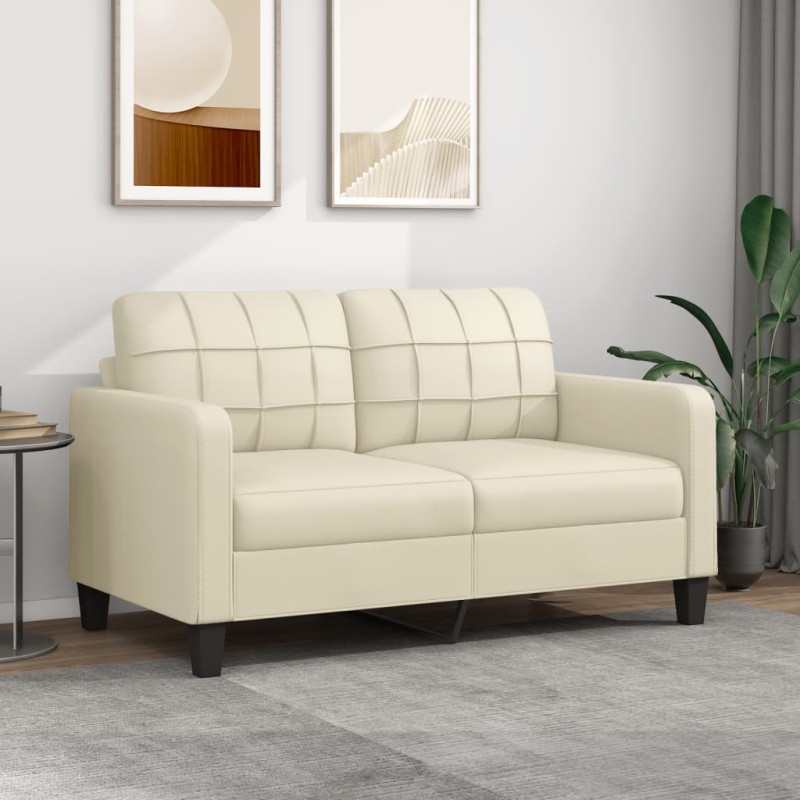 vidaXL Sofá de 2 plazas de cuero sintético color crema 140 cm vidaXL Sofá de 2 plazas de cuero sintético color crema 140 cm