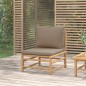 vidaXL Sofá central de jardín bambú con cojines gris taupe vidaXL Sofá central de jardín bambú con cojines gris taupe