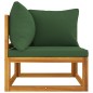 vidaXL Sofá esquinero modular madera maciza acacia con cojines verde vidaXL Sofá esquinero modular madera maciza acacia con cojines verde