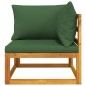 vidaXL Sofá esquinero modular madera maciza acacia con cojines verde vidaXL Sofá esquinero modular madera maciza acacia con cojines verde