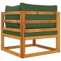 vidaXL Sofá esquinero modular madera maciza acacia con cojines verde vidaXL Sofá esquinero modular madera maciza acacia con cojines verde