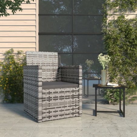 vidaXL Sillón de jardín con cojín ratán sintético gris