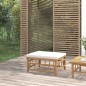 vidaXL Reposapiés de jardín bambú con cojín blanco crema vidaXL Reposapiés de jardín bambú con cojín blanco crema