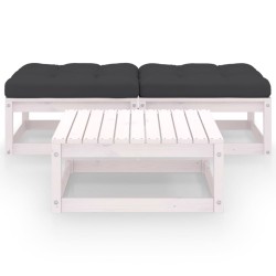 vidaXL Juego de muebles de jardín 3 pzas y cojines madera maciza pino