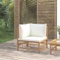 vidaXL Sofá esquinero de jardín bambú con cojines blanco crema vidaXL Sofá esquinero de jardín bambú con cojines blanco crema