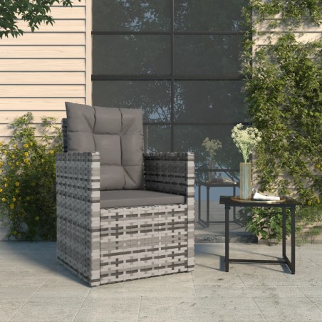 vidaXL Sillón de jardín con cojín ratán sintético gris
