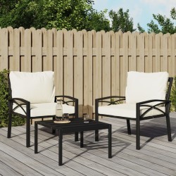 vidaXL Sillas de jardín 2 uds acero con cojines color arena 68x76x79cm
