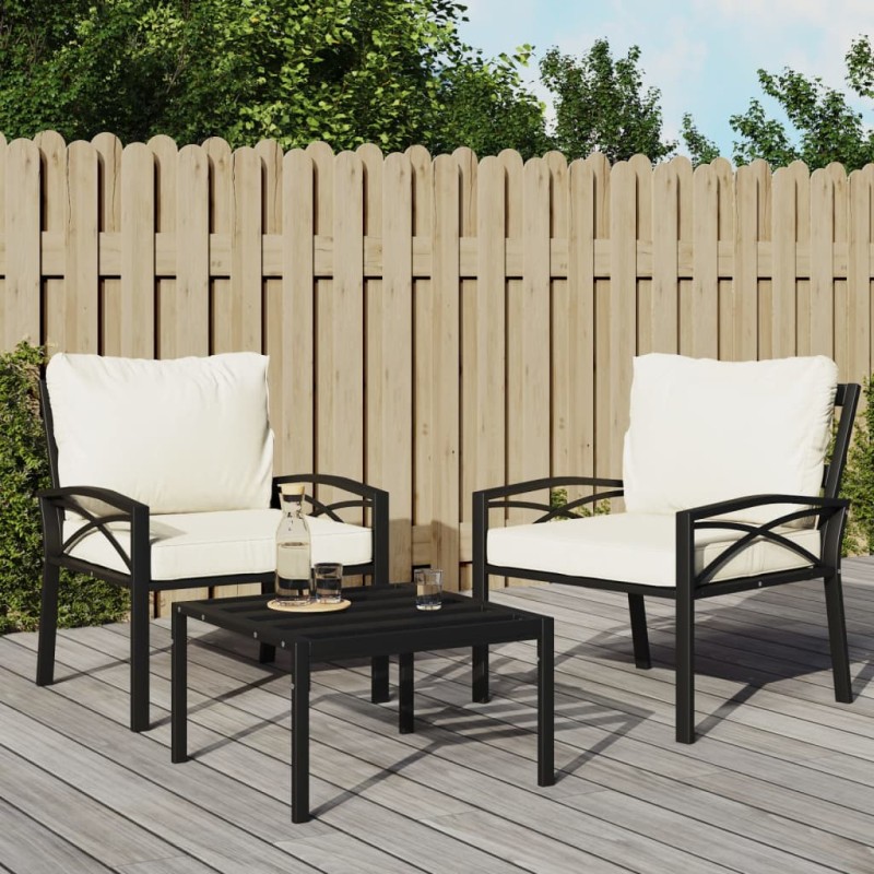 vidaXL Sillas de jardín 2 uds acero con cojines color arena 68x76x79cm vidaXL Sillas de jardín 2 uds acero con cojines color arena 68x76x79cm