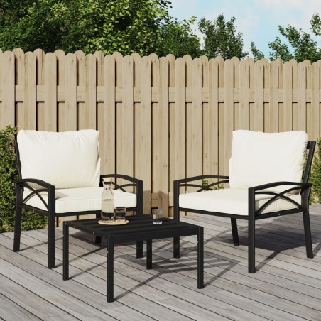 vidaXL Sillas de jardín 2 uds acero con cojines color arena 68x76x79cm