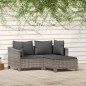 vidaXL Set de muebles de jardín 3 pzas y cojines ratán sintético gris