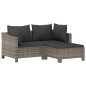 vidaXL Set de muebles de jardín 3 pzas y cojines ratán sintético gris
