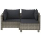 vidaXL Set de muebles de jardín 3 pzas y cojines ratán sintético gris