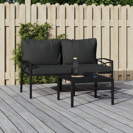 vidaXL Sillas de jardín 2 uds acero con cojines gris 62x75x79 cm