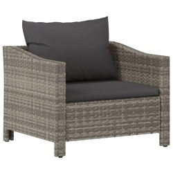 vidaXL Sillón de jardín con cojín ratán sintético gris