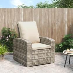 vidaXL Sillón reclinable jardín y cojines ratán sintético marrón claro